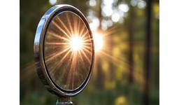 Signal mirror reflecting sunlight in an emergency scenario